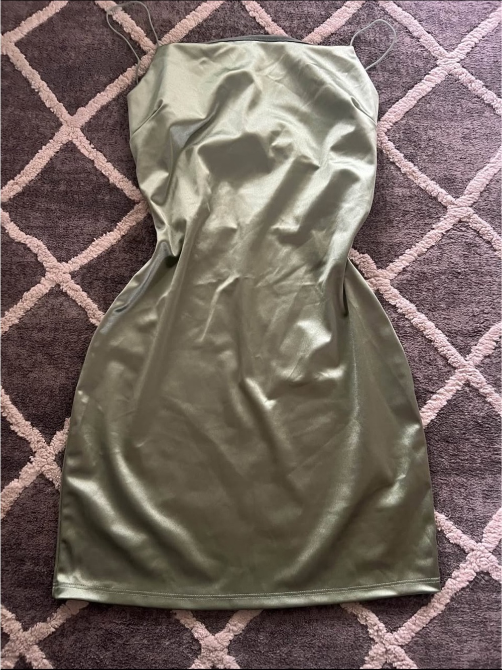 Windsor Olive Satin Mini Slip Dress